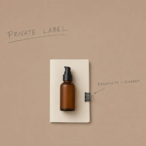 Private label: Exclusivity = Contract – kosmetyk i umowa określająca warunki wyłączności.